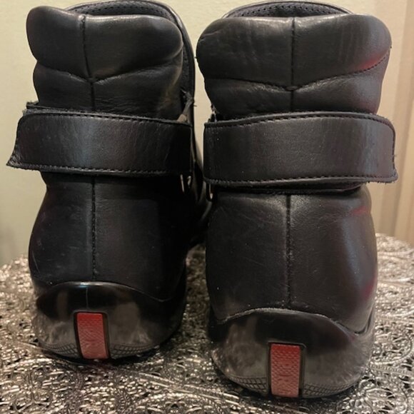 Women's Prada Sport Black Leather Velcro Strap Ankle Boot Size 38 - Picture 5 of 6